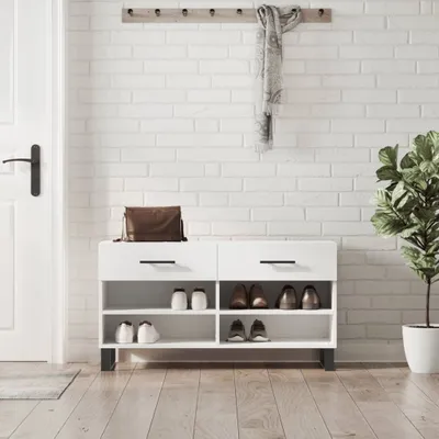 Produktbild von The Living Store Schuhbank Weiß 102x35x55 cm Holzwerkstoff