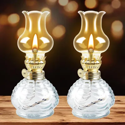 Zdjęcie produktu dla Lampa naftowa do użytku zewnętrznego: 2 lampy naftowe ze szkła, przezroczyste, z regulowaną jasnością, lampy naftowe, lampy sztormowe