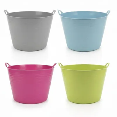 Produktbild von 4er Set Flexibler Kunststoff Aufbewahrungskorb 40l Mit Griffe Flexi Korb Tragekorb Haushaltskorb Allzweckkorb Wäschekorb