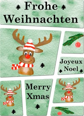Produktbild von Frohe Weihnachten Rentier Kühlschrankmagnete im 8 er Set