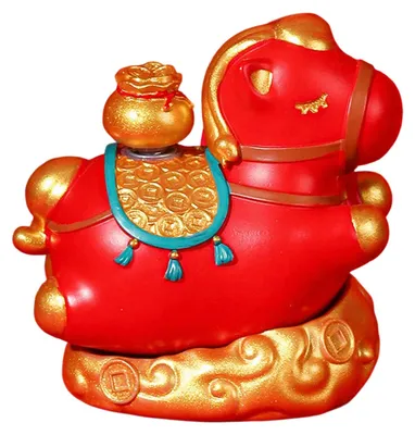 Produktbild von Chinesische Cartoon-Pferdefigur, handbemalt, aus Kunstharz, bringt Glück und Reichtum. Feng-Shui-Dekoration für Zuhause, Büro oder Schreibtisch.