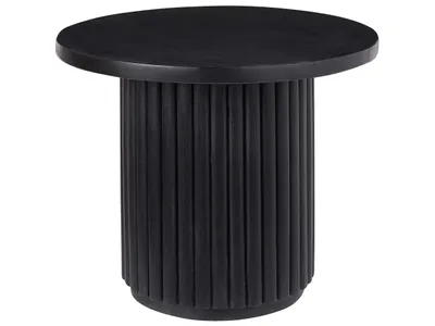 Produktbild von BELIANI Couchtisch Schwarz Mangoholz ⌀ 50 cm Rund Lamellenoptik Rillen-Optik Lattenoptik Modern Kaffeetisch Beistelltisch Wohnzimmer Ausstattung