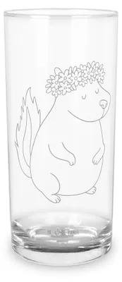 Produktbild von Mr. & Mrs. Panda Glas Stinktier Mädchen 200 ml - Transparent - Geschenk, Namaste, Skunk, Yoga, Wasserglas, Wasserbecher, Raubtier, Cocktailglas, Tumbler, Stinker