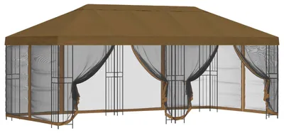 Image de Gazebo avec murs latéraux 6 x 3 m Taupe Polyester et Acier 190