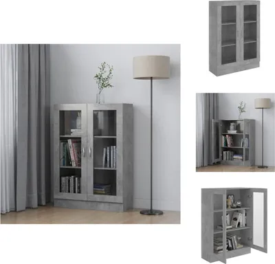Obrázek produktu pro vidaXL Vitrína betonová šedá 82,5x30,5x115 cm materiál na bázi dřeva - Regály a knihovny