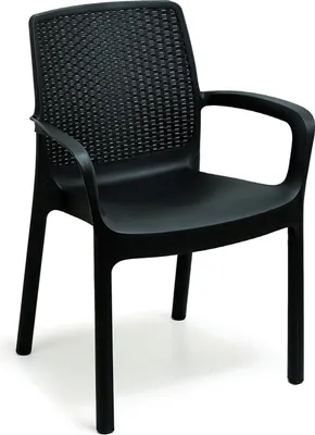 Immagine prodotto di Sedia impilabile Regina in plastica solida antracite, monoblocco, impilabile, schienale in midollino
