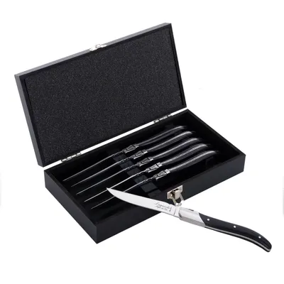 Produktbild von LAGUIOLE STEAKMESSER SET "LUXIVIO" | Edelstahl, Ebenholz | 6 Messer
