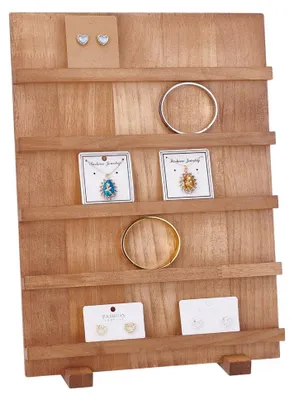 Image de TRANKIELO® - Présentoir à boucles d'oreilles en bois avec 5 niveaux – Plateaux amovibles – Multifonctionnel – 28,5 x 14 x 39,5 cm