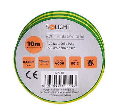 Obrázok produktu pre Solight Izolačná páska 15mm x 0,13 mm x 10m, žltozelená AP01
