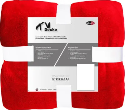 Produktbild von TV Decke XXL Kuscheldecke 220x240 rot Polyester Mikrofaser  240g/m²