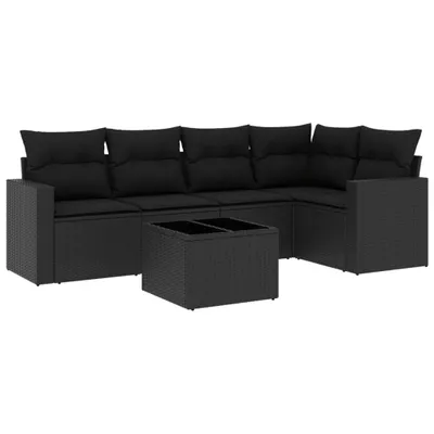 Produktbild von vidaXL 6-tlg. Garten-Sofagarnitur mit Kissen Schwarz Poly Rattan