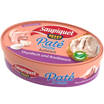 Produktbild von Saupiquet Thunfisch Pate Aufstrich in der Sorte Knoblauch 115g