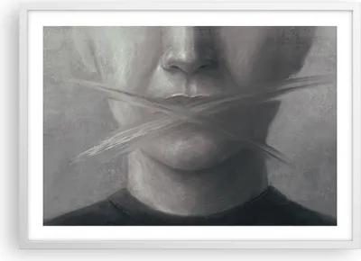 Produktbild von Gerahmtes Poster - Weißer Rahmen - Symbol Mund Sprache - 70x50 cm - Wand Bild - Wanddeko - Wandbilder - Kunstposter - Wandposter - Bilderrahmen - Bilder - Kunstdruck - Wanddekoration - P2WAA70x50-4754