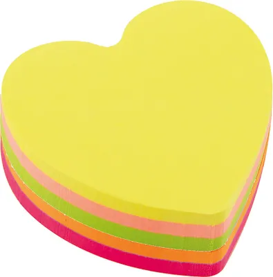Produktbild von Haftnotizwürfel Super Sticky Notes | Notiz Klebezettel| Selbstklebende Haftnotizzettel in 70x70mm 400 Blatt Herz Neon
