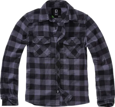 Produktbild von Brandit Hemd Uni Kids Checkshirt schwarz/grau Basics 100% Baumwolle 146/152