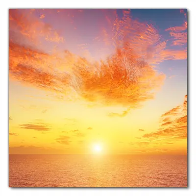 Produktbild von Wallario selbstklebende Möbelfolie/ Tischdecke für Innen und Außen, Größe: 50 x 50 cm - Sonnenuntergang über dem Meer - rote Wolken und blauer Himmel