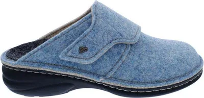 Produktbild von Finn Comfort Hausschuh Goms 6569-482375, Wollfilz, Blau, Klettverschluss, Fußbett zum Wechseln 41