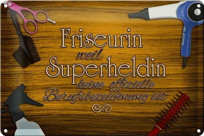 Produktbild von Blechschild Spruch 30x20cm Friseurin Superheldin