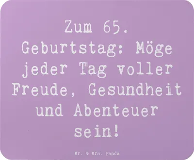 Produktbild von Mr. & Mrs. Panda Mousepad Spruch 65. Geburtstag - Lavendeltraum - Geschenk, Mouse Pad, liebevoll, Freude, Gesundheit, Geburtstagsgeschenk, pc mauspad, gestaltet, Wunder