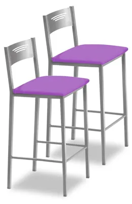 Productafbeelding van ASTIMESA Twee keukenhokkers, 60 cm, kunstleer, aubergine (TAB60BE)