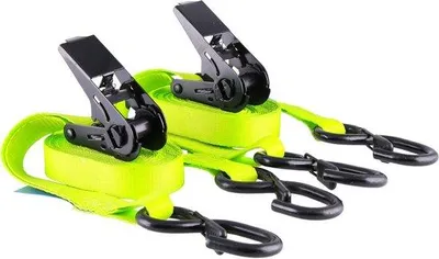 Produktbild von Famanu Spanbänder mit Ratsche - Set von 2 - 4 Meter Länge - Neongelb