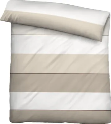 Produktbild von Biberna Mako-Satin Bettwäsche Streifen 615210-547 kitt 155x200 cm + 80x80 cm