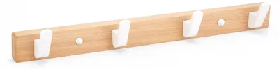 Imagen del producto de Omgoods - Perchero de pared con 5 ganchos - Madera y metal, color blanco roble