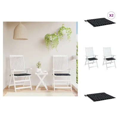 Image de vidaXL Coussins pour chaises de jardin, lot de 2, noir à carreaux, 50 x 50 x 3 cm, tissu -  Coussins d'assise