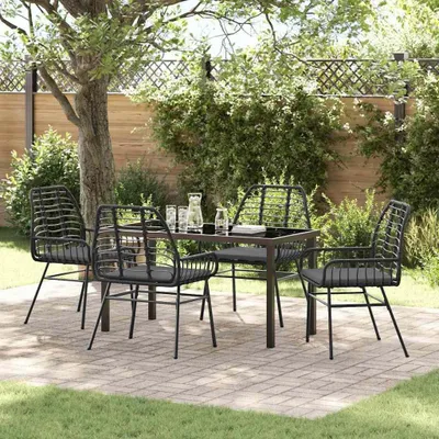 Produktbild von Gartenmöbel-Set – Esszimmer-Set für den Garten – Balkonmöbel – Essgruppe – Sitzgruppe – 5-teilig, Schwarz – Wetterbeständiges Polyrotting