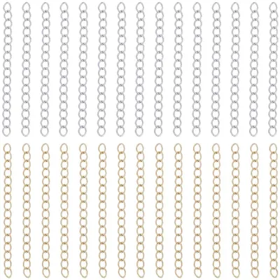 120 Kettenverlängerungen Edelstahl 304, Gold & Silber, 47–53 mm
