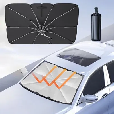 Produktbild von PromoHome® Auto Sonnenschutz Windschutzscheibe - Faltbarer Sonnenschirm - 145 x 80 cm - UV-Schutz - Schwarz