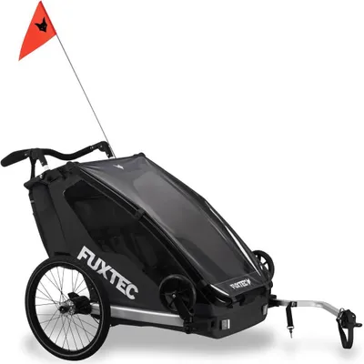 Immagine prodotto di FUXTEC FX-FA1 Carrello Bici Sportivo & Buggy per Bambini - Convertibile, Ergonomico, Sicurezza Top - NERO Schwarz