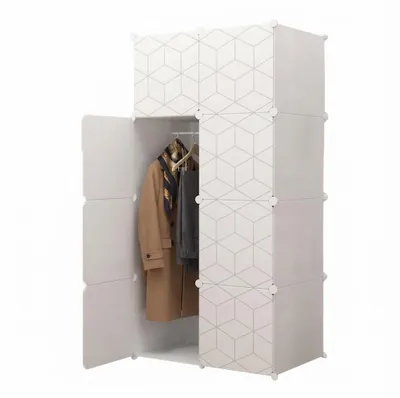 Produktbild von Modularer Kleiderschrank „Geometric“ – Garderoba Organizer, Weiss, Gross, Geräumig
