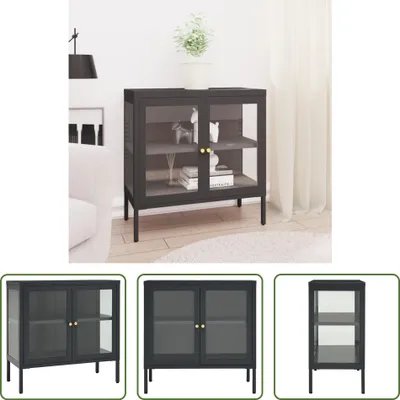 Obrázek produktu pro The Living Store Příborník antracit 70x35x70 cm ocel a sklo