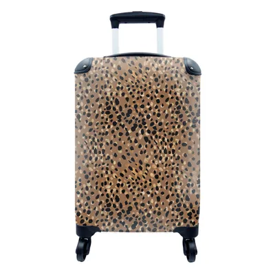 Produktbild von MuchoWow® Koffer Handgepäck Trolley Rollkoffer Kleine Reisekoffer mit 4 Rollen - Tiere - Muster - Leopard - Cabin Size < 55x40x23 cm & 55x40x20 cm - Fotokoffer - Kabinenkoffer - Boardgepäck - Reise-Box - Reisekoffer - Reisegepäck - Koffer mit Bild - Trolley für Kinder