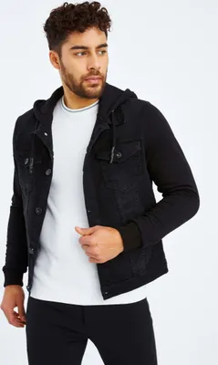 Produktbild von Leif Nelson Kapuze Herren Jeans-Jacke Kapuze LN-5615, Schwarz / S