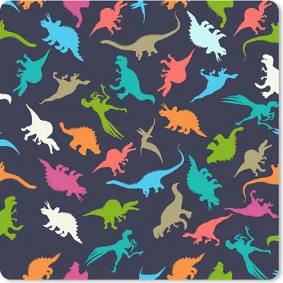 Produktbild von MuchoWow® Mauspad Mousepad Muster - Dino - Farben - Jungen - Kinder - Kind 20x20 cm - Mousepads - Maus Mat - Pad - Mausunterlage - Desk Mat - Bureauartikeln