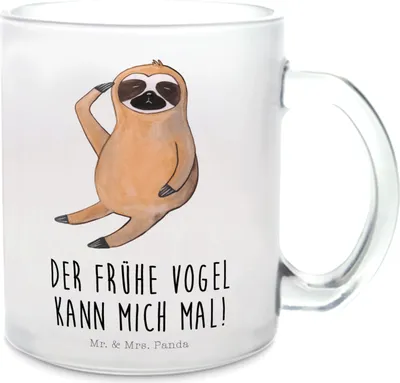Produktbild von Mr. & Mrs. Panda Teetasse Faultier Vogel - Transparent - Geschenk, Trinkglas, Häferl, Spinner, faul, Tee Tasse, Morgenmuffel, Pott, Haferl