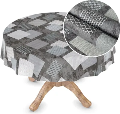 Produktbild von Tischdecke Wachstuch Premium Ornamente Grau Robust Wasserabweisend Rund 100 cm