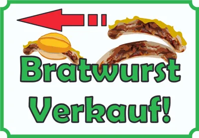 Produktbild von Bratwurst Verkaufsschild Schild mit Pfeil nach links A0 (841x1189mm)