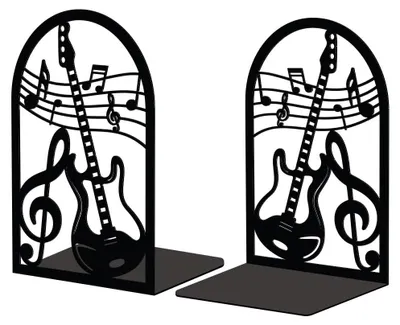 Bücherstützen aus Metall, 13,5x11x20 cm, 1 Paar, Gitarren-Design