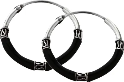 Produktbild von Paar Schwarze Creolen Lúsía 20mm 925 Sterlingsilber 6468