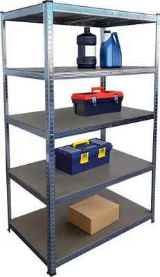 Image de Étagère robuste Relaxdays, H x l x P 180 x 100 x 60 cm, capacité de charge 1 250 kg, 5 tablettes en MDF, étagère de rangement pour cave, à assembler, couleur argent