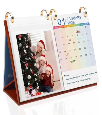 Produktbild von Omgoods - Kalender für 2024-2025, Schreibtischkalender mit Fotoalbum für 40 Fotos