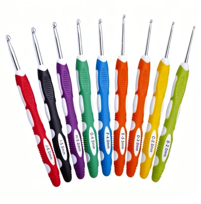Häkelnadel-Set, 9-teilig, ergonomisch, mit tunesischer Nadel