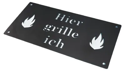 Produktbild von Hier grille ich Schild aus Edelstahl