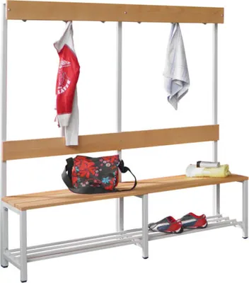 Produktbild von Garderobenbank - 1.500 mm - einseitig - Buchenleisten - Schuhrost - zinkgelb
