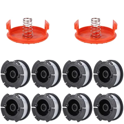 Produktbild von Rasentrimmer Spule kompatibel mit Black Decker Rasentrimmer,Trimmer Spule, Ø1,65mm,9m Länge 8 Stück Ersatzspulen 2 Spulenabdeckung 2 Ersatzfeder