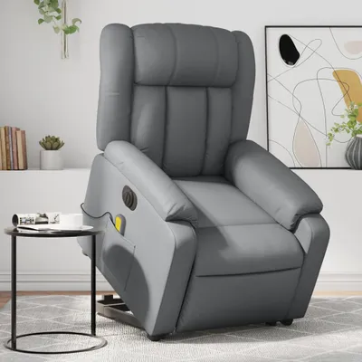 Image de Fauteuil inclinable de massage électrique gris similicuir