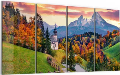 Produktbild von DEQORI Glasbild Echtglas 4x30x60 cm 'Maria Gern mit Watzmann' Wandbilder XXL groß